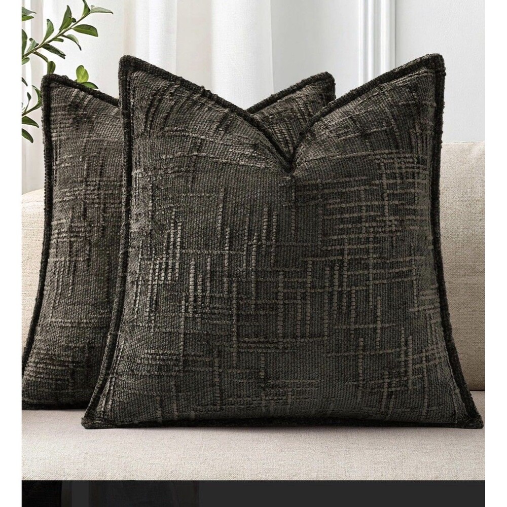 decorUhome Chenille Soft Cozy Throw Pillow Covers 20x20 Set of 2, Chocolate